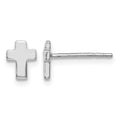 14K White Gold Polished Cross Post Earrings, 6.5 x 5 mm