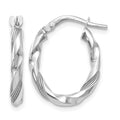 14K White Gold Polished and Textured Hoop Earrings, 20 x 2.5 mm