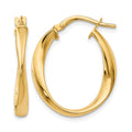 14K Polished Hoop Earrings, 25 x 3 mm, 1.17 g