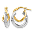 14K Two-tone Hoop Earrings, 18 x 15 mm