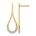 14K CZ Post Dangle Earrings, 32 x 11 mm