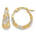 14K Two-tone Gold Earrings, 15 x 6.25 mm