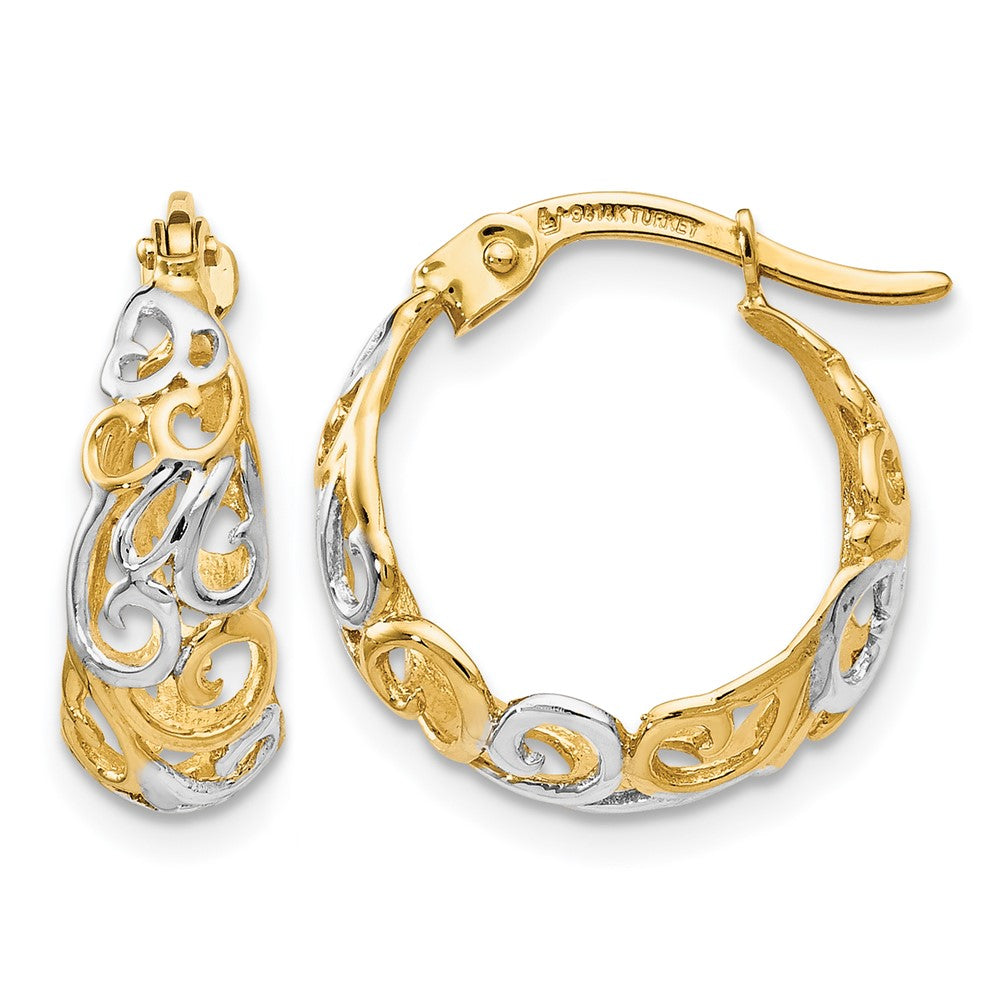 14K Two-tone Gold Earrings, 15 x 6.25 mm