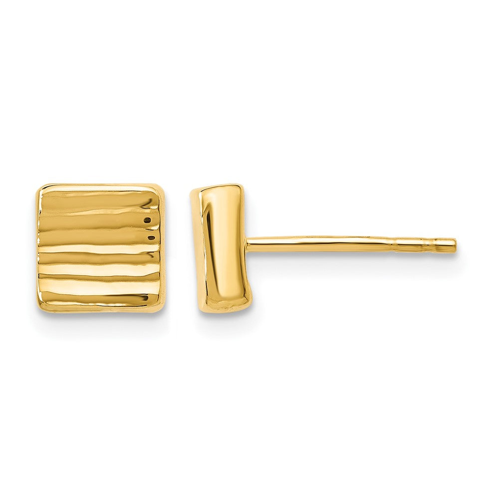 14K Gold Post Earrings, 7 x 6 mm