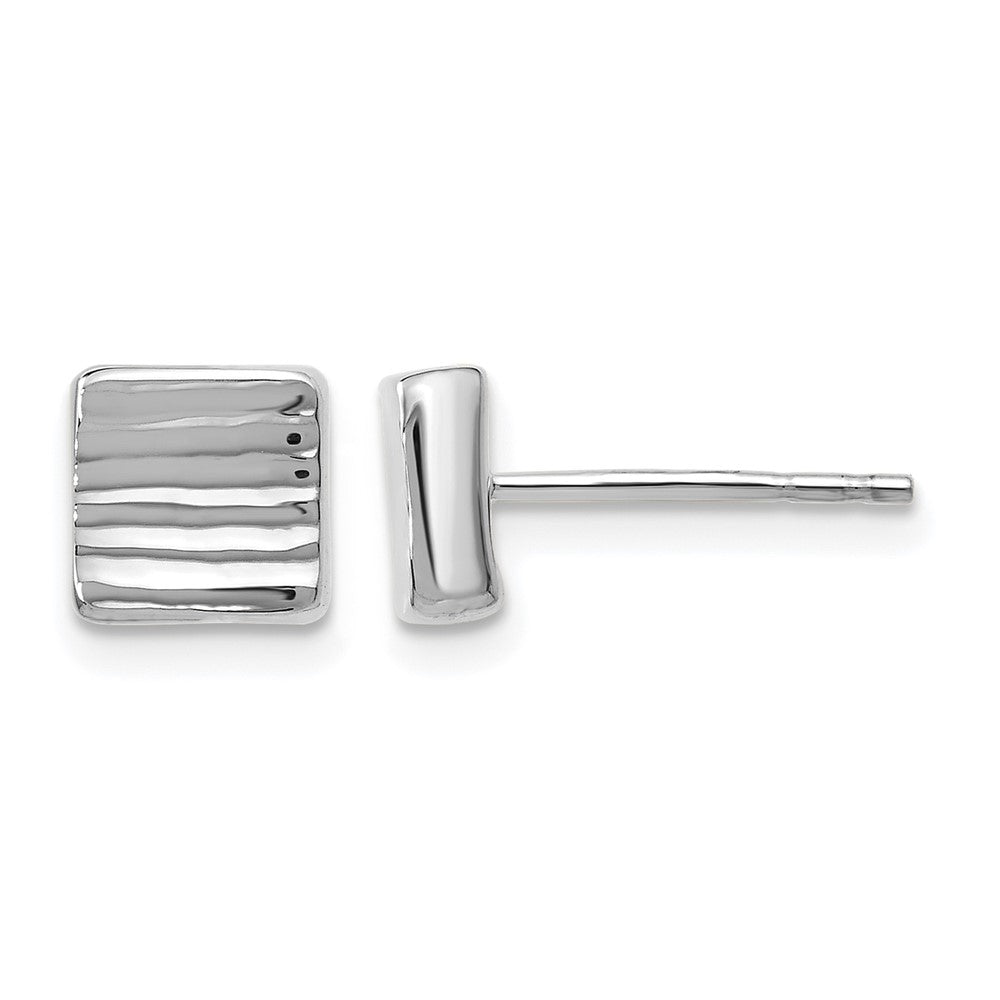 14K White Gold Post Earrings, 7 x 6 mm