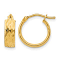 14K Polished and D/C Hoop Earrings, 14 x 13.5 mm