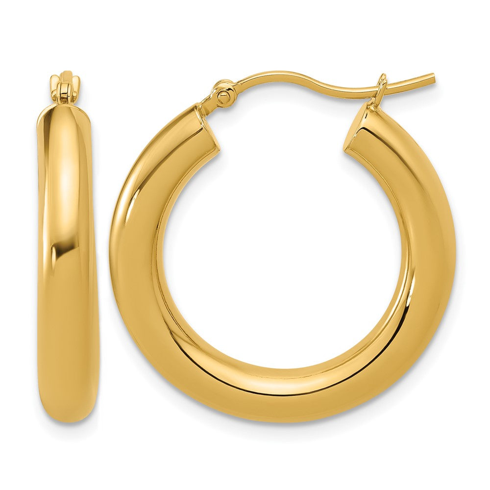14K Polished Lightweight Hoop Earrings, 25 x 4 mm