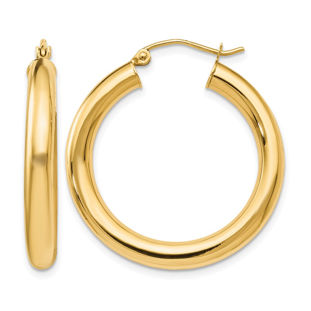 14K Polished Lightweight Hoop Earrings, 30 x 4 mm