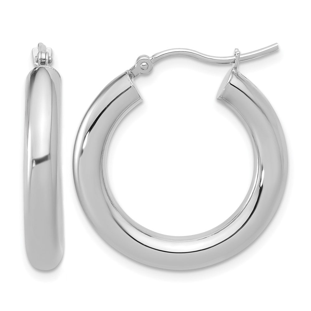 14K White Gold Polished Lightweight Hoop Earrings, 25 x 4 mm