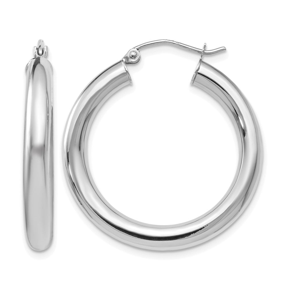14K White Gold Polished Lightweight Hoop Earrings, 30 x 4 mm