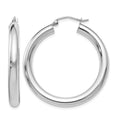 14K White Gold Polished Lightweight Hoop Earrings, 35 x 4 mm