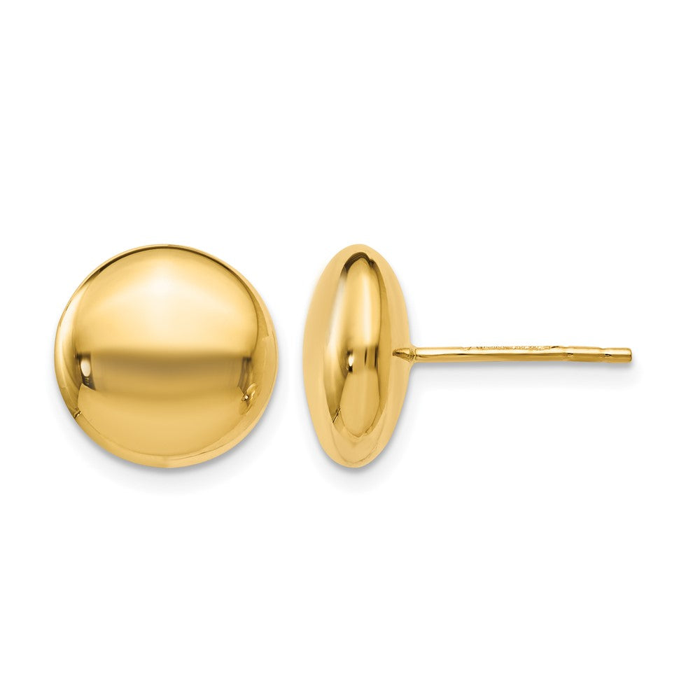 14K Polished Button Post Earrings, 11 x 11 mm