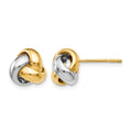 14K Two-tone Polished Love Knot Earrings, 8.5 x 9.5 mm