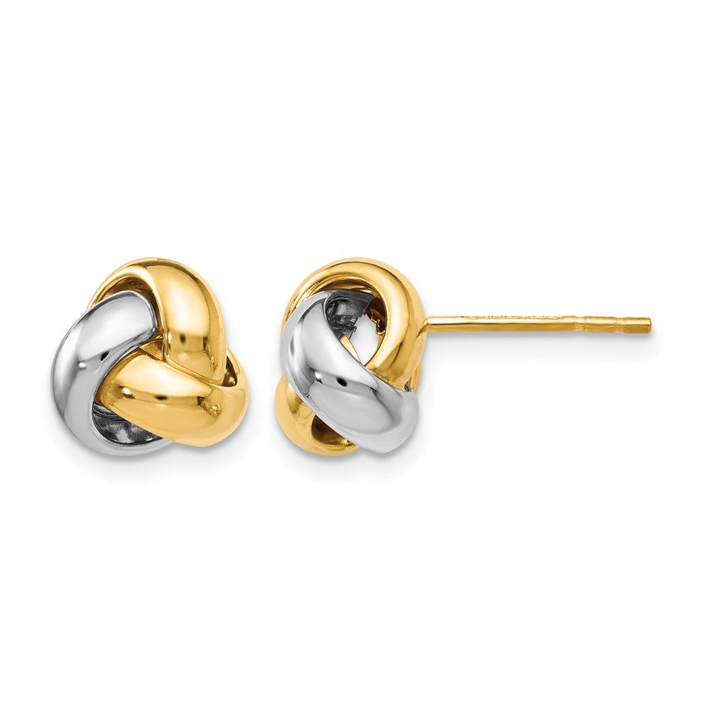 14K Two-tone Polished Love Knot Earrings, 8.5 x 9.5 mm