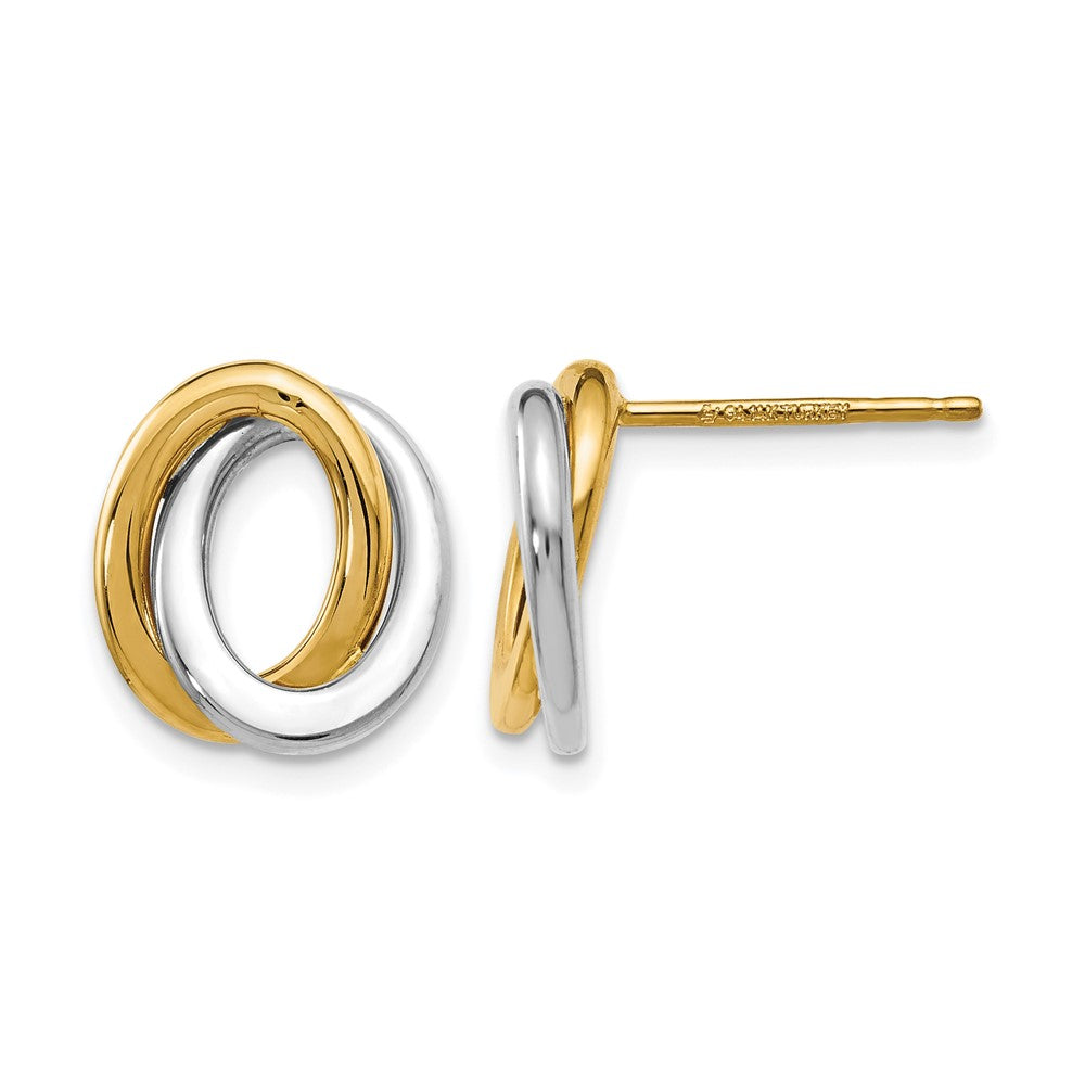 14K Two-tone Polished Love Knot Earrings, 11.75 x 11 mm