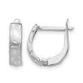 14K White Gold Polished Brushed D/C Hoop Earrings, 12.5 x 12 mm
