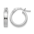 14K with White Rhodium Plating Polished Hoop Earrings, 15 x 3 mm