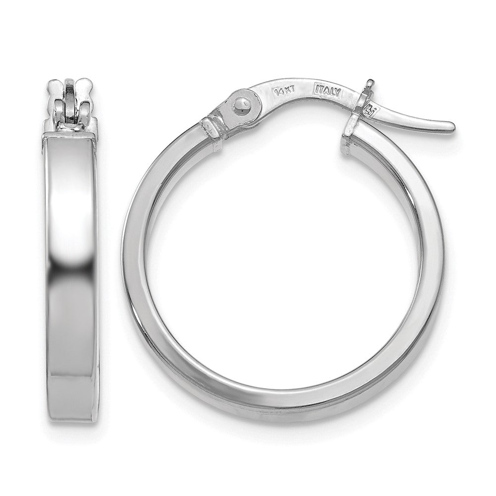 14K White Gold Polished Hoop Earrings, 20 x 3 mm, 1.31 g