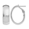 14K with White Rhodium Plating Polished Hoop Earrings, 24 x 7.6 mm