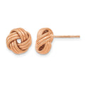 14K with Rose Gold Plating Knot Polished D/C Post Earrings, 8 x 9 mm