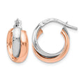 14K White Gold Rose-plated Polished Hoop Earrings, 17.25 x 6 mm