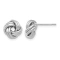14K with White Rhodium Plating Polished Love Knot Post Earrings, 9.5 x 9 mm