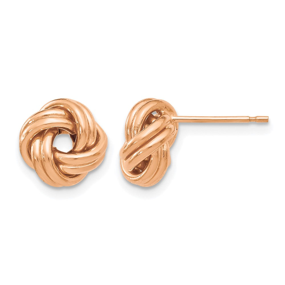 14K w/ Rose Gold Plating Polished Love Knot Post Earrings, 9 x 9 mm