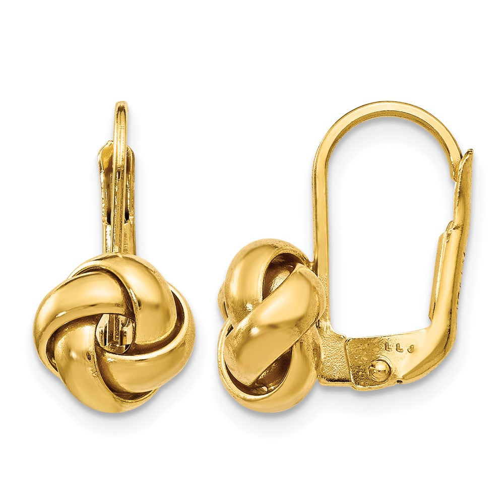 14K Polished Love Knot Leverback Earrings, 13 x 12 mm