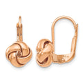 14K & Rose Gold Plated Polished Love Knot Leverback Earrings, 13 x 9 mm
