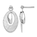 14K White Gold Pol and Scratch Finish Oval Reversible Post Earring, 24 x 25 mm