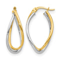14K Two-tone Polished Fancy Earrings, 29 x 2.5 mm