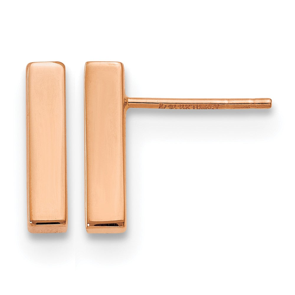 14K Rose Gold Polished Post Earrings, 12.5 x 3 mm
