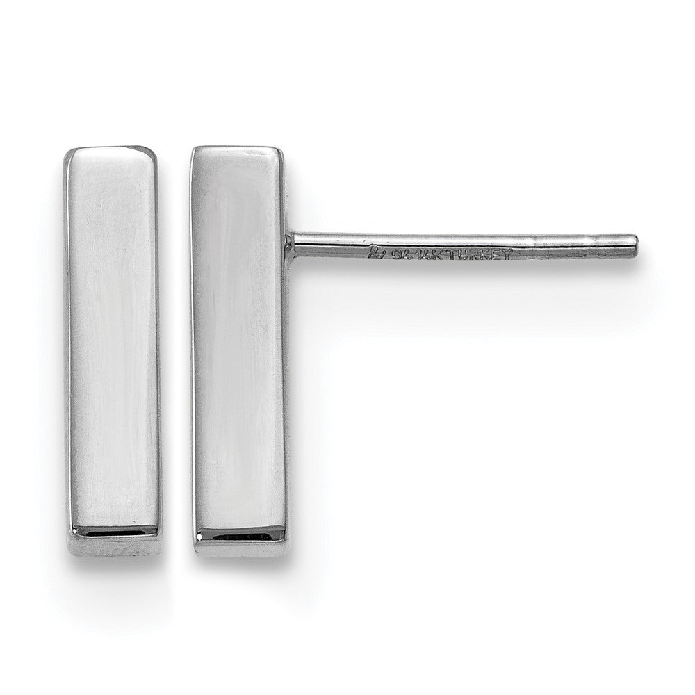 14K White Gold Polished Post Earrings, 12.5 x 3 mm
