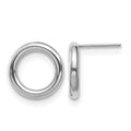 14K White Gold Polished Circle Post Earrings, 15 x 15 mm