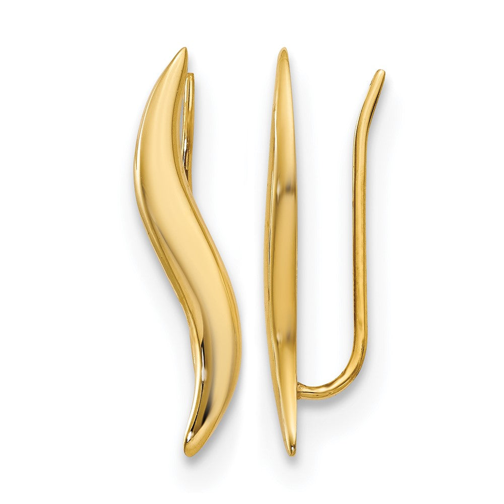 14K Polished Ear Climber Earrings, 23 x 3 mm