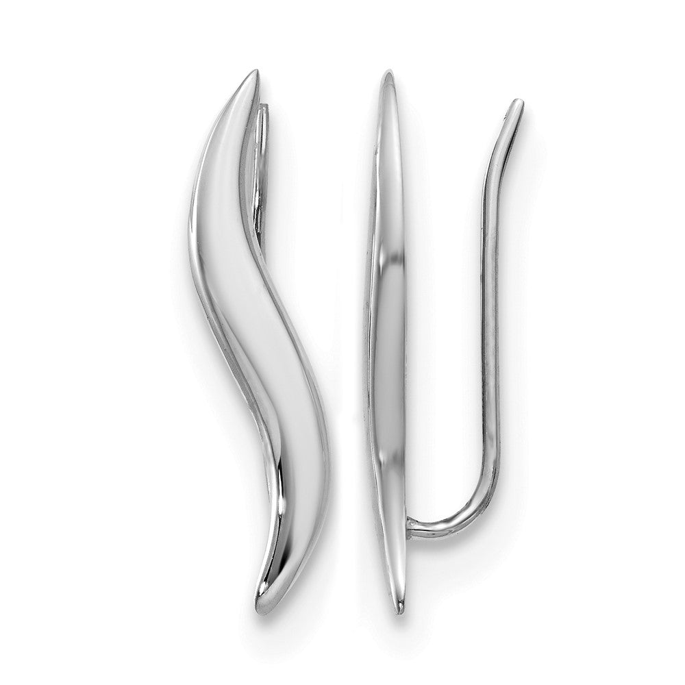 14K White Gold Polished Fancy Ear Climber Earrings, 23 x 3 mm