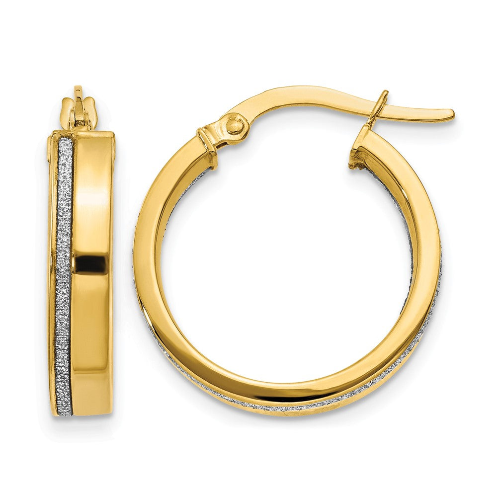 14K Polished Glimmer Infused Hoop Earrings, 20.5 x 3.75 mm