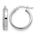 14K White Gold Polished Glimmer Infused Hoop Earrings, 20.5 x 3.75 mm