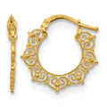 14K Polished Fancy Pattern Hoop Earrings, 19 x 19.5 mm