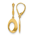 14K Polished Hollow Circles Leverback Earrings, 32 x 11 mm