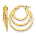 14K Polished Fancy 3 Hoop Earrings, 23.5 x 22 mm