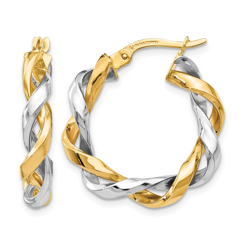 14K Two-tone Hoop Earrings, 24 x 22 mm