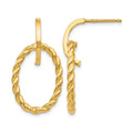 14K Polished Twisted Post Dangle Earrings, 28 x 15 mm