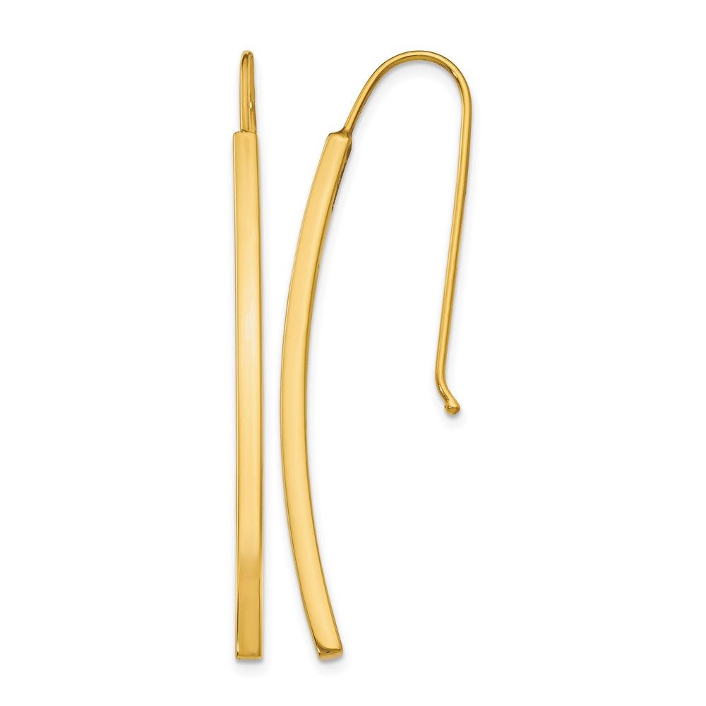 14K Polished Dangle Bar Earrings, 48 x 1.5 mm