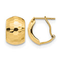 14K Polished Hammered Omega Back Earrings, 14.7 x 9.91 mm