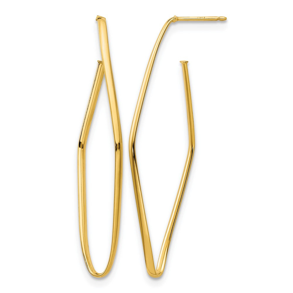14K Polished Post Dangle Earrings, 56.4 x 19.62 mm