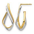 14K w/Rhodium Polished Post Earrings, 28.58 x 14.25 mm