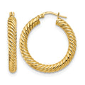 14K Polished Twisted Hoop Earrings, 30 x 28.23 mm