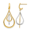 14K Two-tone Polished Post Dangle Earrings, 38 x 18 mm
