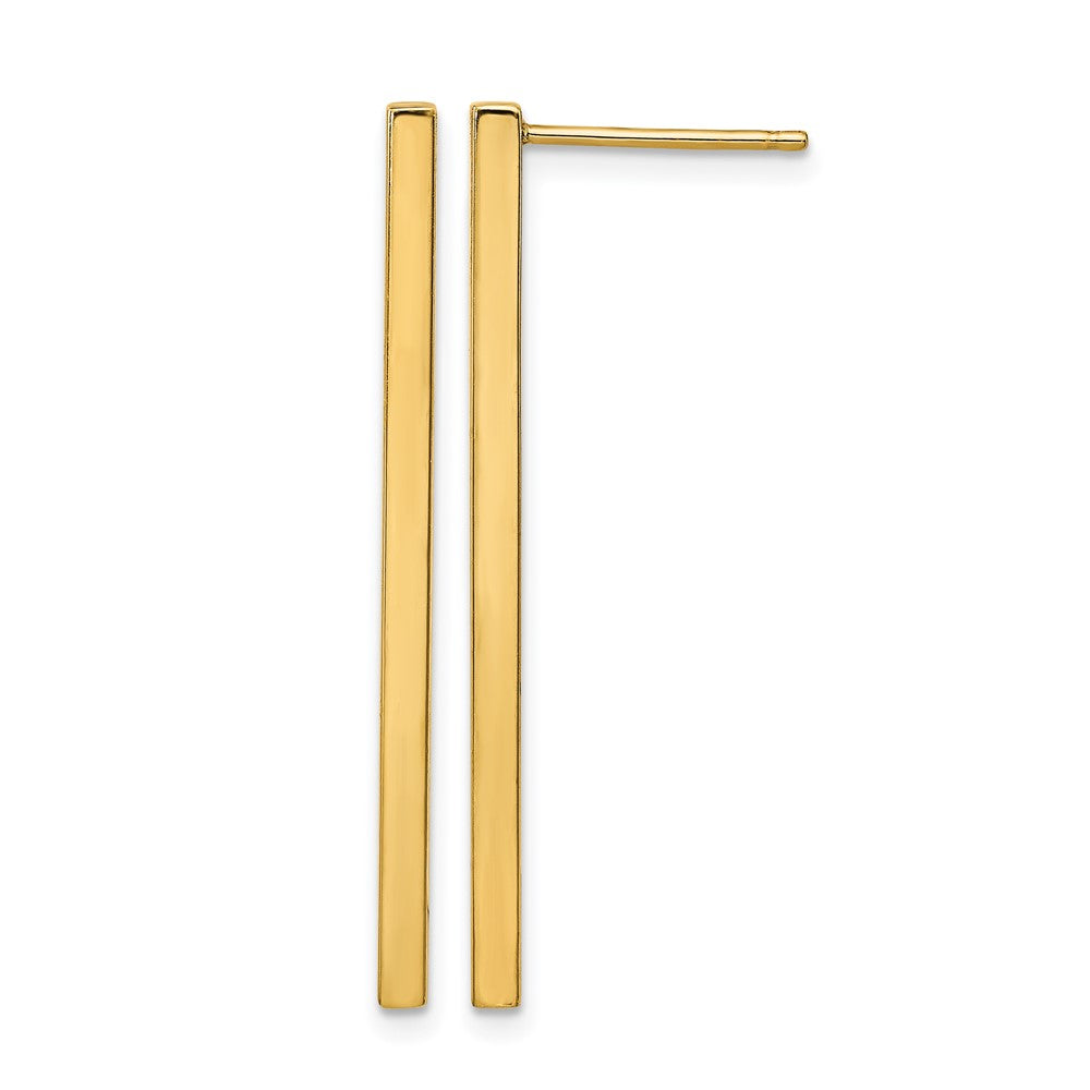 14K Polished Post Dangle Bar Earrings, 35 x 2 mm